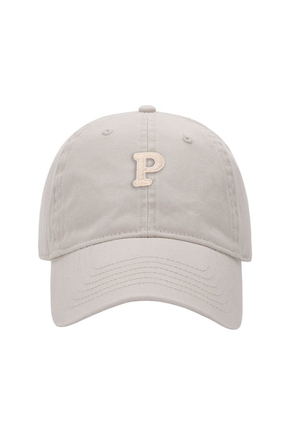 Baseball Cap Men Women Letter P Embroidered Baseball Cap Adjustable Sun Hat For Casual Outdoor Beige One Size