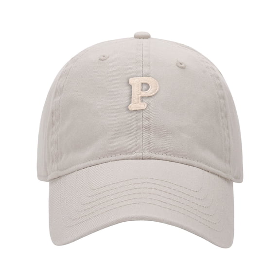 Baseball Cap Men Women Letter P Embroidered Baseball Cap Adjustable Sun Hat For Casual Outdoor Beige One Size