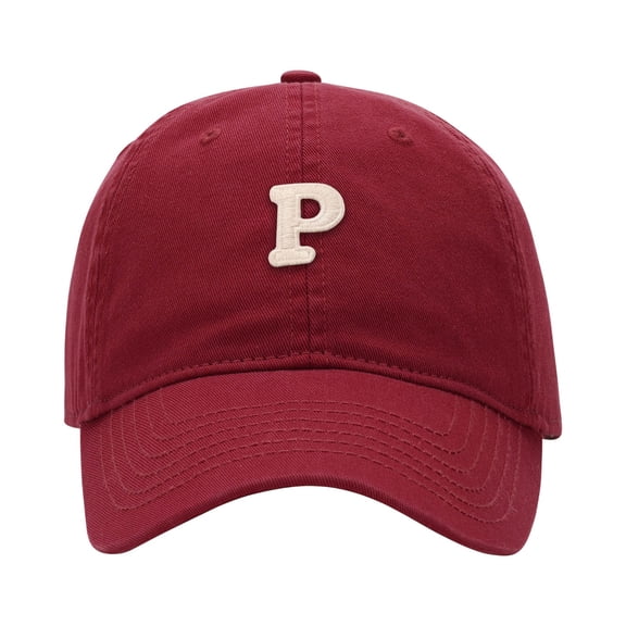 Baseball Cap Men Women Letter P Embroidered Baseball Cap Adjustable Sun Hat For Casual Outdoor Brick Red One Size