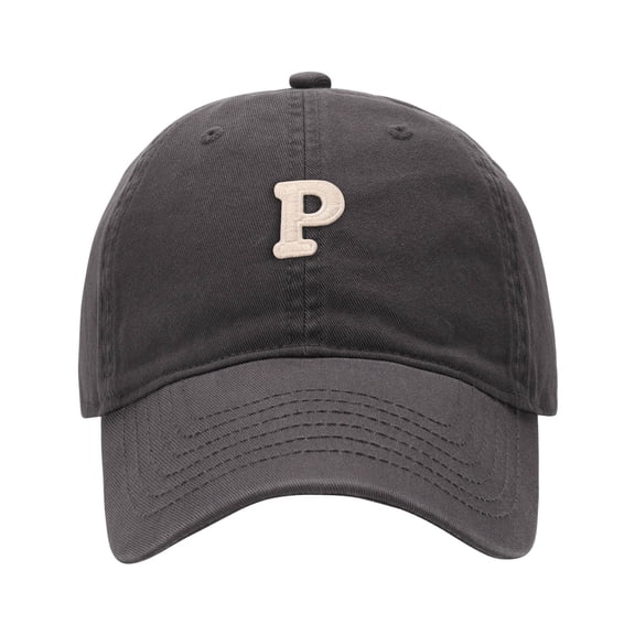 Baseball Cap Men Women Letter P Embroidered Baseball Cap Adjustable Sun Hat For Casual Outdoor Grey One Size