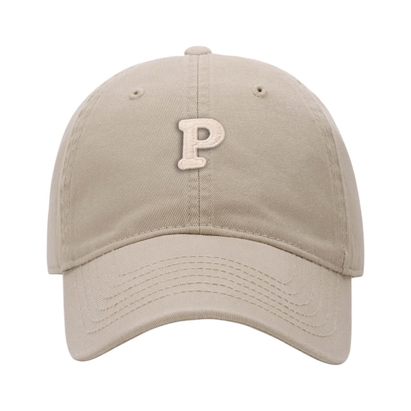 Baseball Cap Men Women Letter P Embroidered Baseball Cap Adjustable Sun Hat For Casual Outdoor Khaki2 One Size