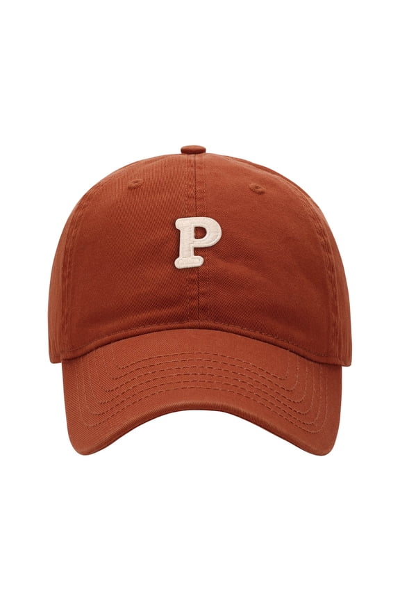 Baseball Cap Men Women Letter P Embroidered Baseball Cap Adjustable Sun Hat For Casual Outdoor Orange One Size