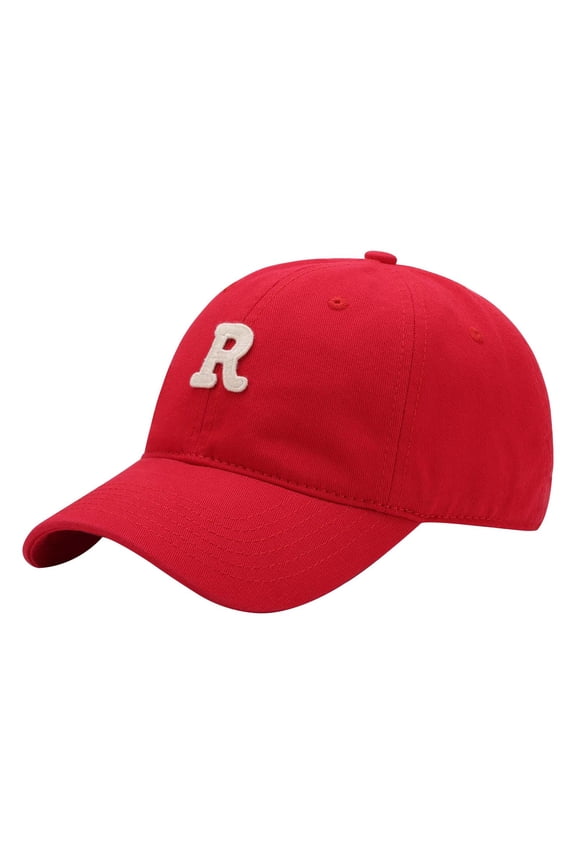 Baseball Cap Men Women Letter R Baseball Cap Curved Brim Wide Sun Visor Adjustable Sun Hat For Outdoor Watermelon Red One Size