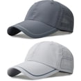 thumbnail image 1 of Baseball Cap Mens 2 Packs Unstructured Quick Dry Breathable Sports Baseball Caps Lightweight Foldable Sun Hat Summer UV Protection Strapback Baseball Caps Hat for Outdoor (Gray and Dark gray), 1 of 7