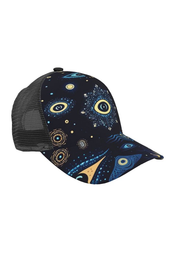 Baseball Cap Mesh Snapback 3D Adjustable Hip Hop Trucker Hats, Cool Magic Evil Eyes