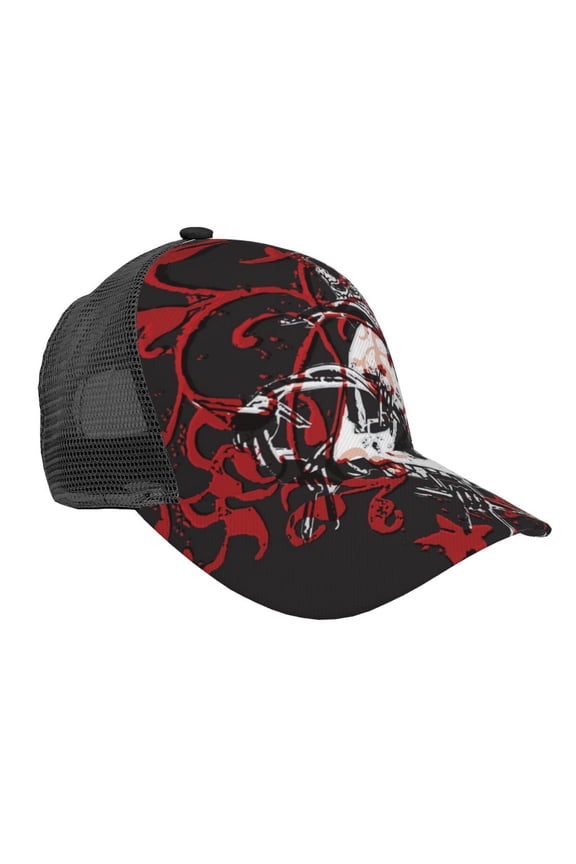 Baseball Cap Mesh Snapback 3D Adjustable Hip Hop Trucker Hats, Gothic Crown Skull