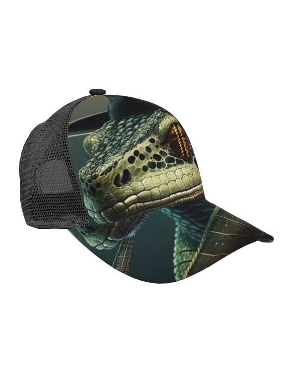 Baseball Cap Mesh Snapback 3D Adjustable Hip Hop Trucker Hats, Snake Cool Funny