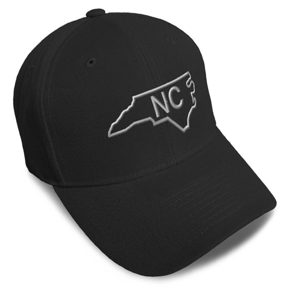 Baseball Cap North Carolina State Map Nc Embroidery Acrylic Dad Hats for Men & Women Strap Closure Black Design Only