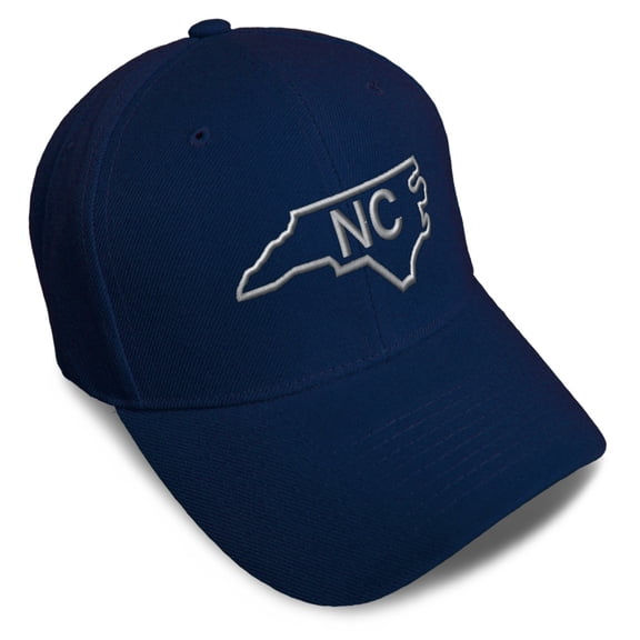 Baseball Cap North Carolina State Map Nc Embroidery Acrylic Dad Hats for Men & Women Strap Closure Navy Design Only