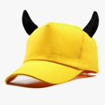 thumbnail image 1 of Baseball Cap Novelty Horned Halloween Hat Cotton Unisex Cosplay Costume Party Yellow by Baberdicy, 1 of 3