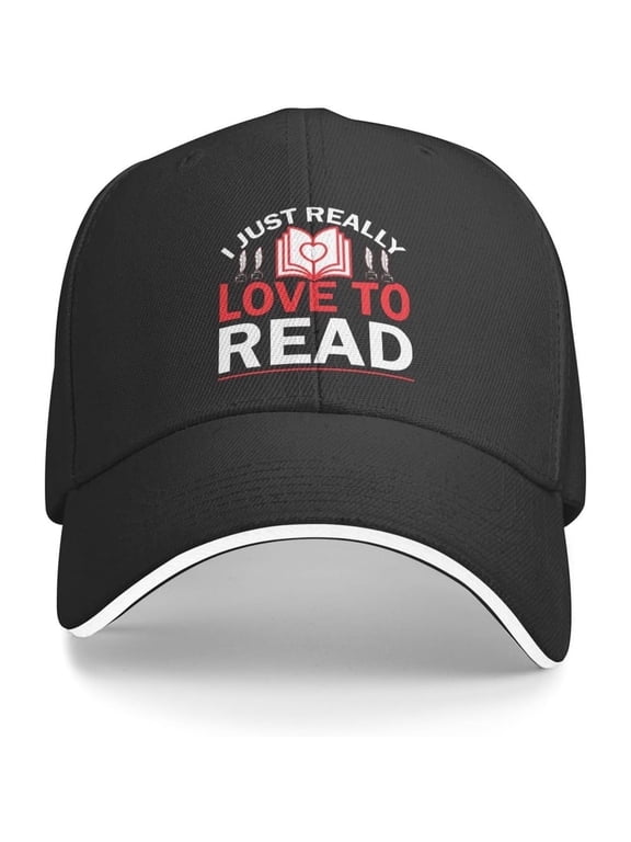 Baseball Cap - Open Book Graphic Hat, Lightweight Breathable Unisex Hat with Adjustable Strap, Black/Red Accent Book Lover Gift for Readers, Librarians, Teachers - Perfect for Outdoor, Fishing