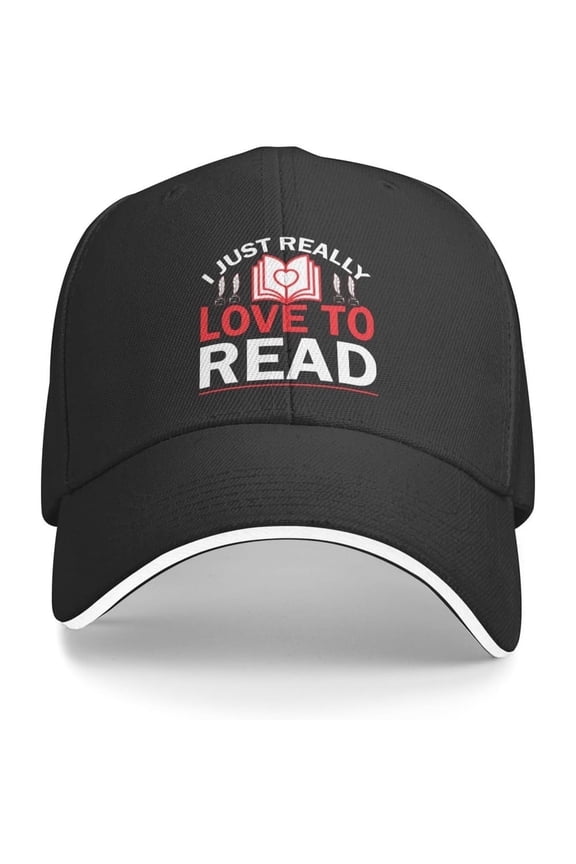 Baseball Cap - Open Book Graphic Hat, Lightweight Breathable Unisex Hat with Adjustable Strap, Black/Red Accent Book Lover Gift for Readers, Librarians, Teachers - Perfect for Outdoor, Fishing