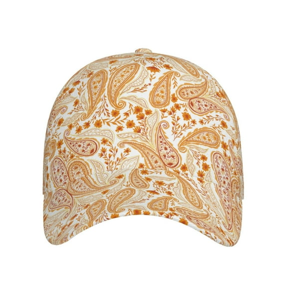 Baseball Cap, Orange Flowers Paisley Trucker Hats Women Dad Hat For Workouts - Baseball Hat Adjustable Size