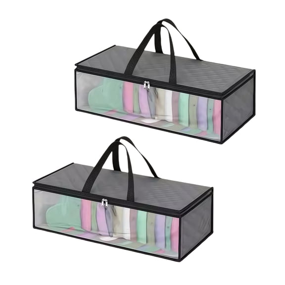 Baseball Cap Organizer - 2 Pack Heavy-Duty Storage Bag, Holds 20 Hats | Dust & Moisture Proof Foldable Case w/Handles for Closet, Travel (Grey)