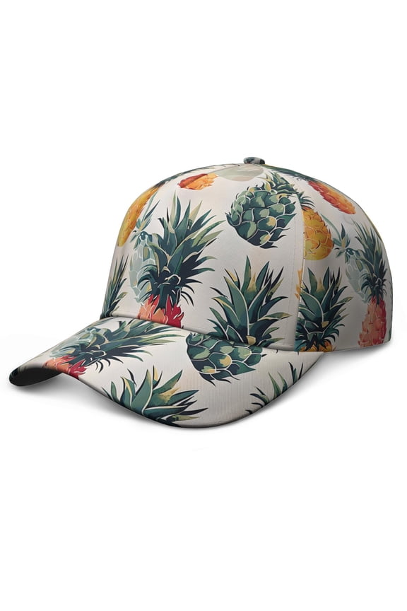 Baseball Cap Pineapple Tropical Fruit Adjustable – Dad Hat Featuring Summer Sunshine and Exotic Pattern