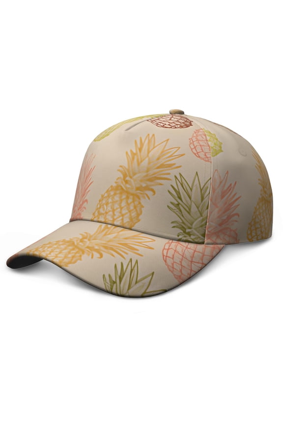 Baseball Cap Pineapple Tropical Fruit Adjustable – Dad Hat Featuring Summer Sunshine and Exotic Pattern