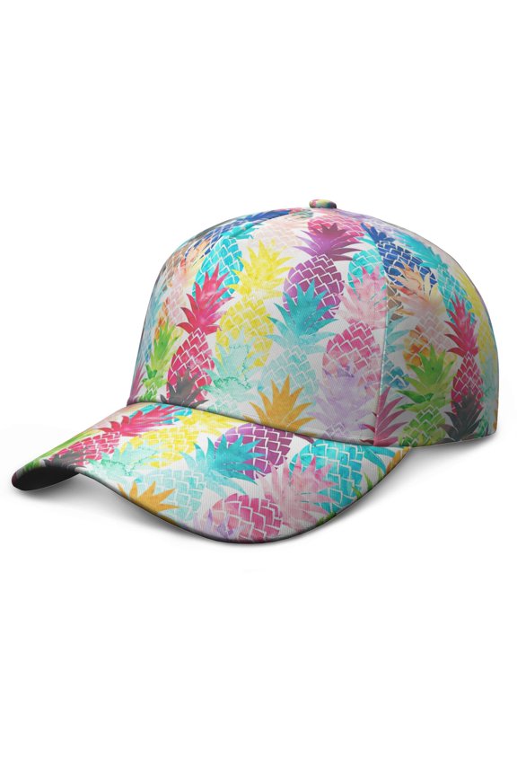 Baseball Cap Pineapple Tropical Fruit Summer Adjustable – Dad Hat Featuring Exotic Print and Pattern