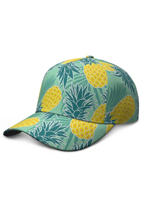 Baseball Cap Pineapple Tropical Fruit Summer Adjustable – Dad Hat Featuring Exotic Print and Pattern