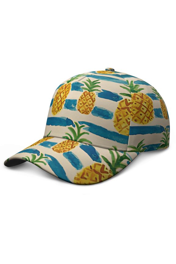 Baseball Cap Pineapple Tropical Fruit Summer Adjustable – Dad Hat Featuring Exotic Print and Pattern