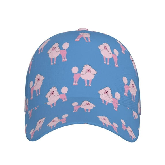 Baseball Cap, Pink Cute Poodle Dog Blue Trucker Hats Women Dad Hat For Workouts - Baseball Hat Adjustable Size