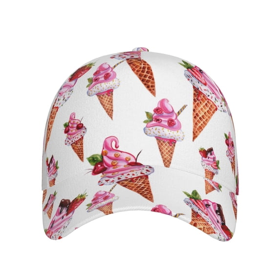 Baseball Cap, Pink Summer Ice Cream Trucker Hats Women Dad Hat For Workouts - Baseball Hat Adjustable Size