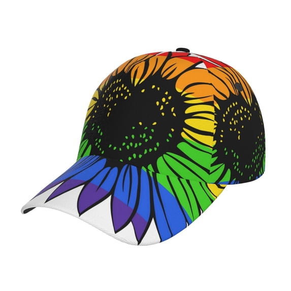 Baseball Cap, Rainbow Sunflower Heart Trucker Hats Women Dad Hat for Workouts - Baseball hat Adjustable Size