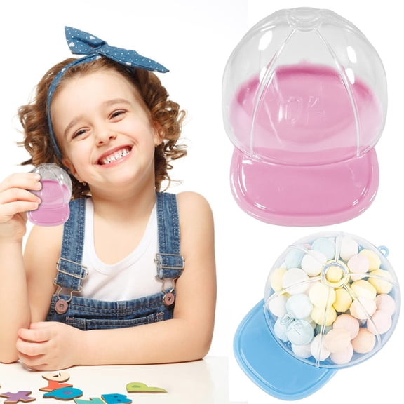 Baseball Cap Shaped Candy Box, 2" Novelty Gift Packaging with Snap Lock Lid, Customizable Team Colors for Birthday, Reusable Food Container Pink
