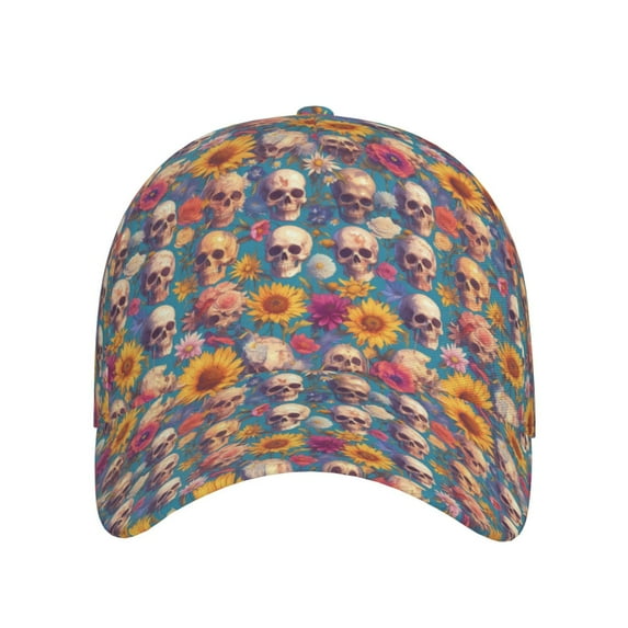 Baseball Cap, Skull Sunflower Daisy Trucker Hats Women Dad Hat For Workouts - Baseball Hat Adjustable Size