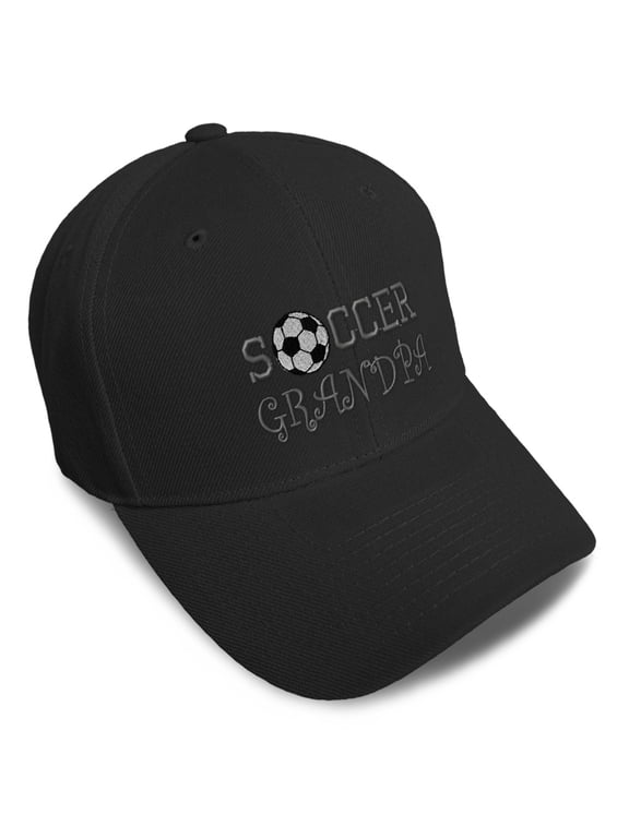 Baseball Cap Soccer Grandpa Embroidery Acrylic Dad Hats for Men & Women Strap Closure Black