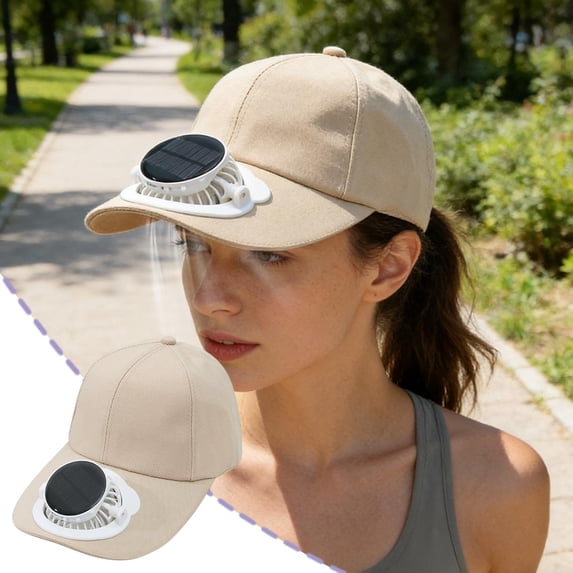 Baseball Cap,Solar Fan Hat,Double Power Supply 3-Speed Wind 360° Adjustable Fan Cap for Adult Men Women Outdoor Fishing Hiking Gardening Summer Use(Beige)
