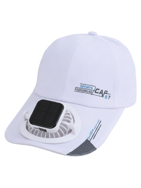 Baseball Cap with Solar Fan, Solar Fan Hat, Cooling Baseball Cap, Rechargeable Breathable Wide Brim Sun Hat, Summer Outdoor UV Protection Cap for Hiking Beach Outdoor, Polyester Cotton Blend Hat