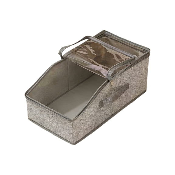 Baseball Cap Storage Box, Stackable Hat Organizer, Closet Hat Storage Container Holds Up to 30 Hats with Transparent Window, Durable Gray Non-Woven Fabric Design, Space-Saving Organizer