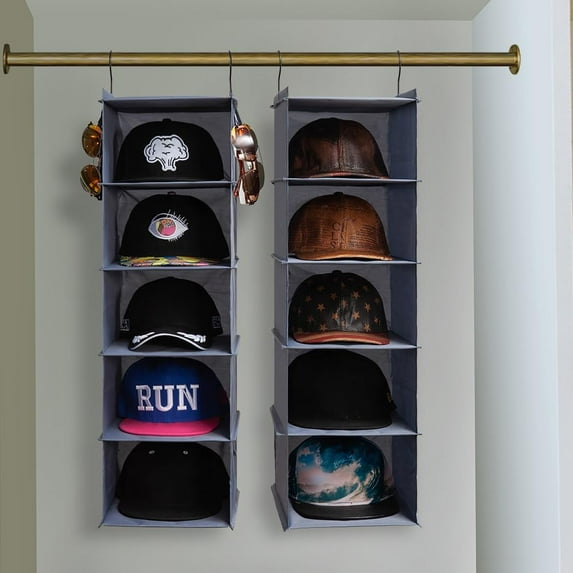 Baseball Cap Storage Organizer for Closet - 10-Shelf Hat Rack with 8 Loops, Space Saver Hanging Hanger