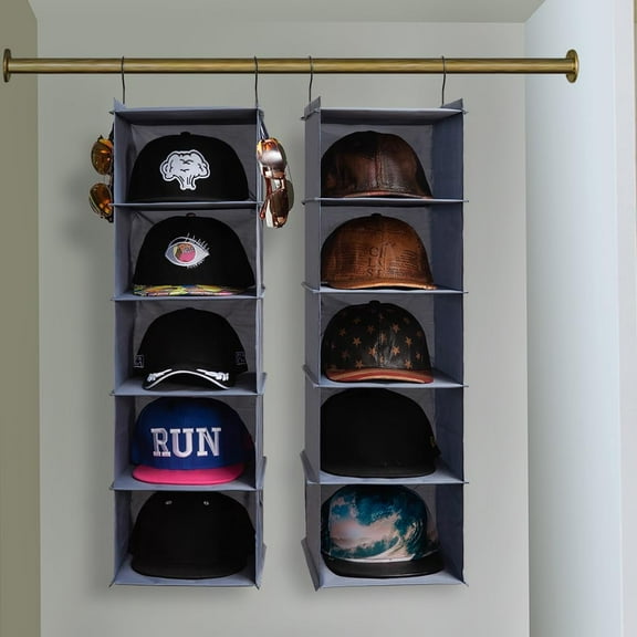 Baseball Cap Storage Organizer for Closet - 10-Shelf Hat Rack with 8 Loops, Space Saver Hanging Hanger