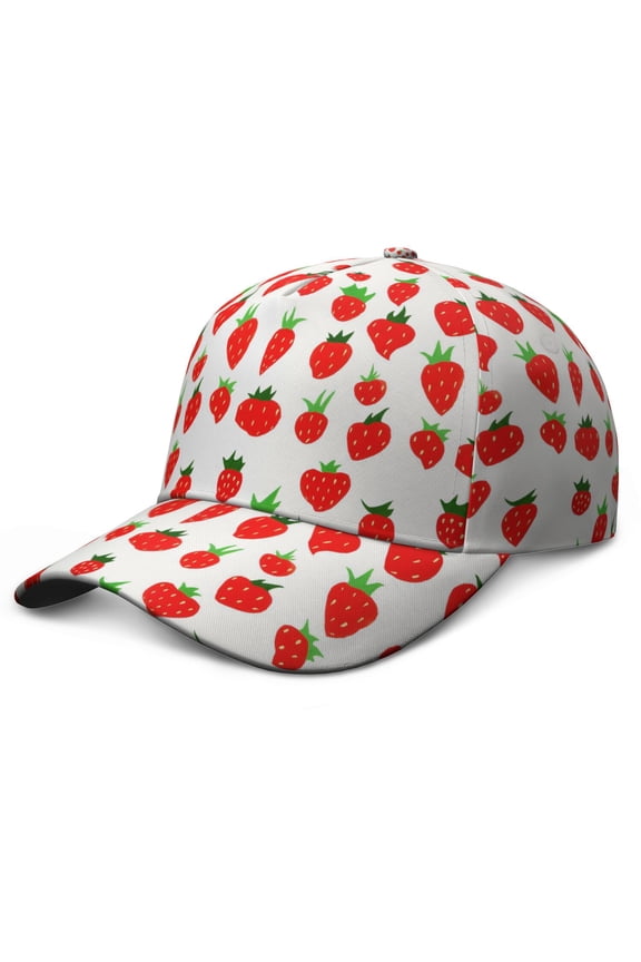 Baseball Cap Strawberry Cute Red Sweet Kawaii Fruity Adjustable – Dad Hat for Strawberry Lover, I Love Strawberries, Fruit and Fresh Summer Vibes