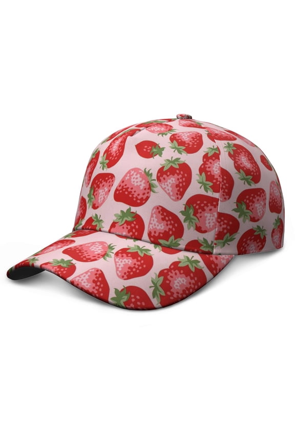 Baseball Cap Strawberry Cute Red Sweet Kawaii Fruity Adjustable – Dad Hat for Strawberry Lover, I Love Strawberries, Fruit and Fresh Summer Vibes