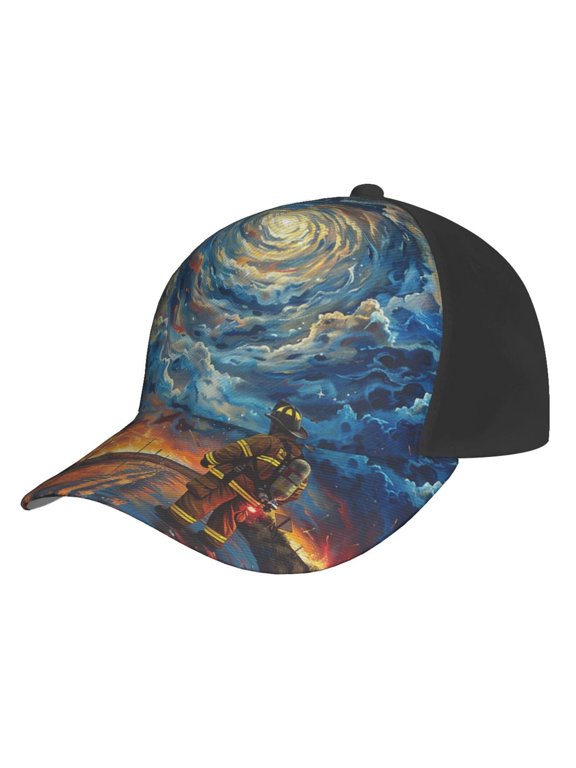 Baseball Cap Unisex Adjustable 3D Dad Hat Snapback , Firefighter Cartoon Sky Art