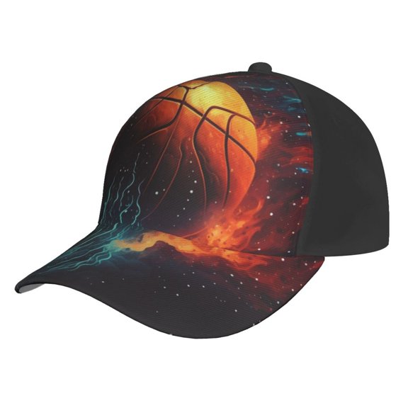 Baseball Cap Unisex Adjustable Fashion Hat Snapback , Flaming Basketball Fire Cool