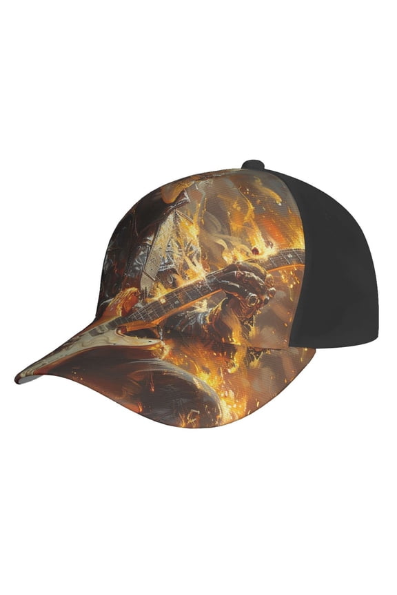Baseball Cap Unisex Adjustable Fashion Hat Snapback , Heavy Metal Rock Music Fire Skull Flame
