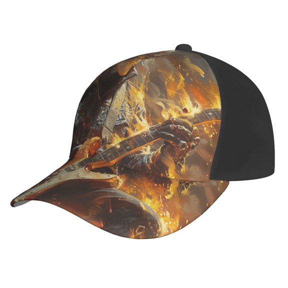 Baseball Cap Unisex Adjustable Fashion Hat Snapback , Heavy Metal Rock Music Fire Skull Flame