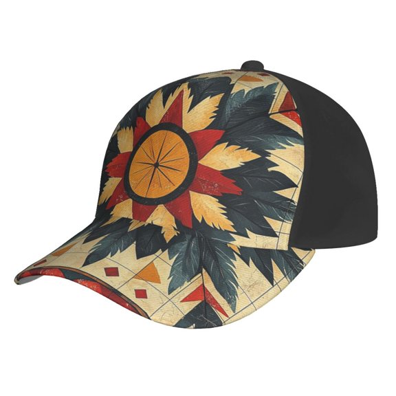Baseball Cap Unisex Adjustable Outdoor Hat Snapback , Southwest Native Aztec Folk Art Retro