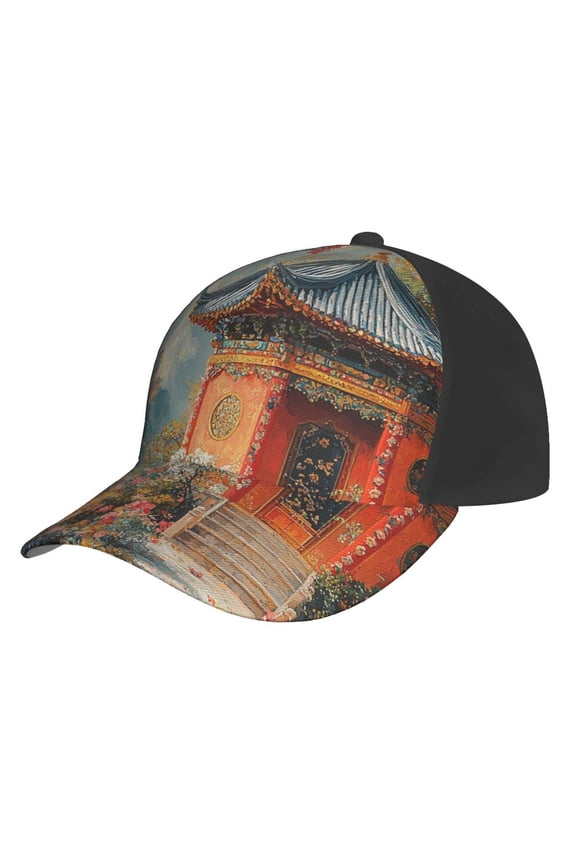 Baseball Cap Unisex Adjustable Sport Hat Snapback , Chinoiserie Temple Chinese