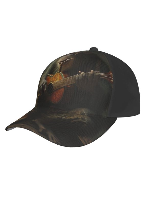 Baseball Cap Unisex Adjustable Sport Hat Snapback , Monkey Playing Guitar Funny