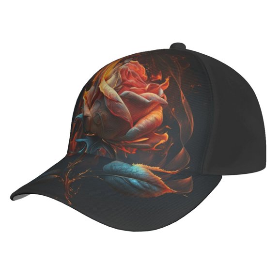 Baseball Cap Unisex Adjustable Sport Hat Snapback , Rose On Fire Burning Flaming