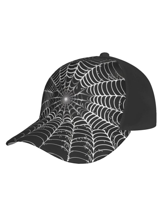 Baseball Cap Unisex Adjustable Sport Hat Snapback , Spider Web Cool Seamless Black