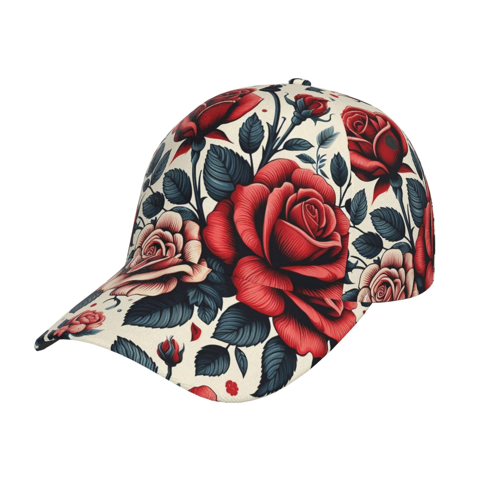 Baseball Cap - Vintage Rose Floral Garden Adjustable Size Hats For Men ...