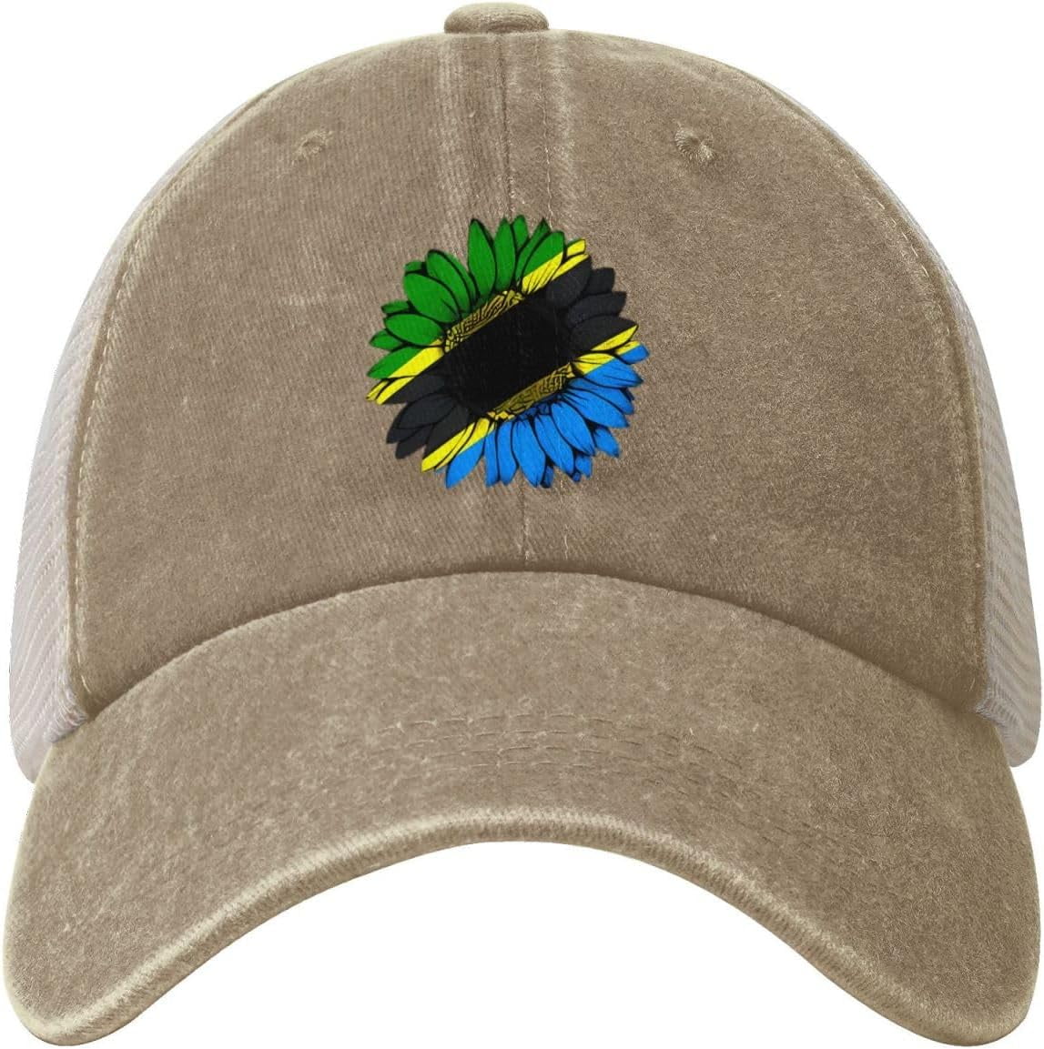 Baseball Cap Vintage Sunflower Tanzanian Flag Trucker Hat Cap
