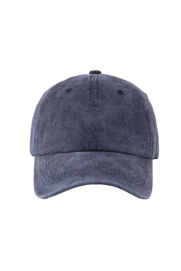 Baseball Cap Washable Cotton Printed Summer Men Hat Adjustable Head Circumference Navy Blue