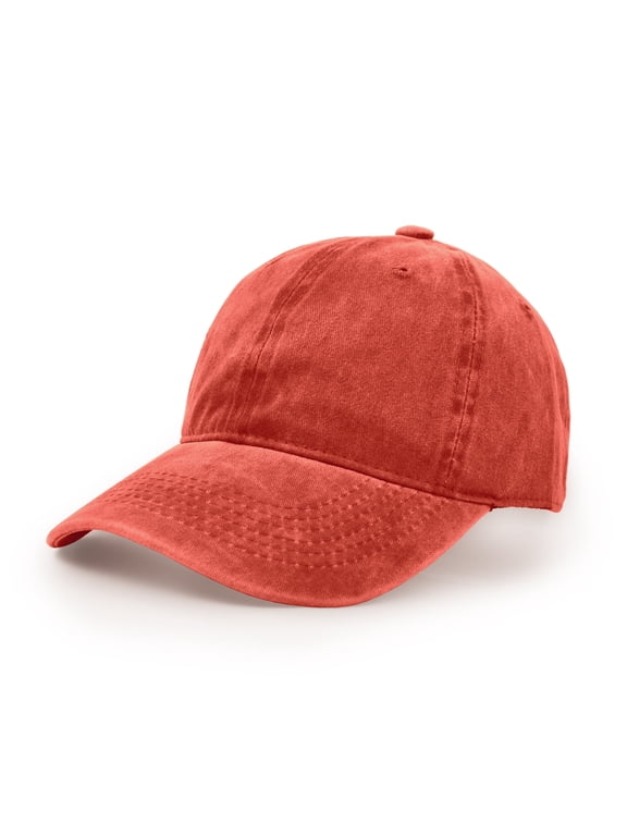 Baseball Cap, Washed Cotton Adjustable Sport Outdoor Sun Cap Unisex Hip hop Casual Hat Snapback Cap Brick Red