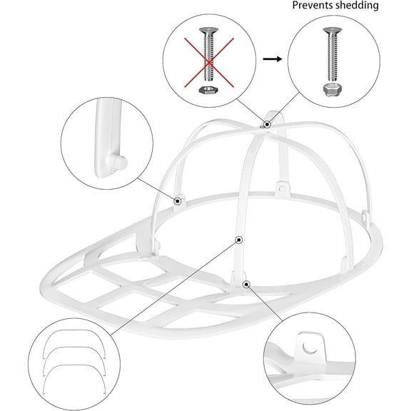 Baseball Cap Washer Cage - Sturdy Frame Laundry Protector for Adult/Kids Hats, Machine Safe Cleaner (1-Pack)